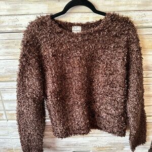 S&J Designs Cozy Brown Crew Neck Sweater